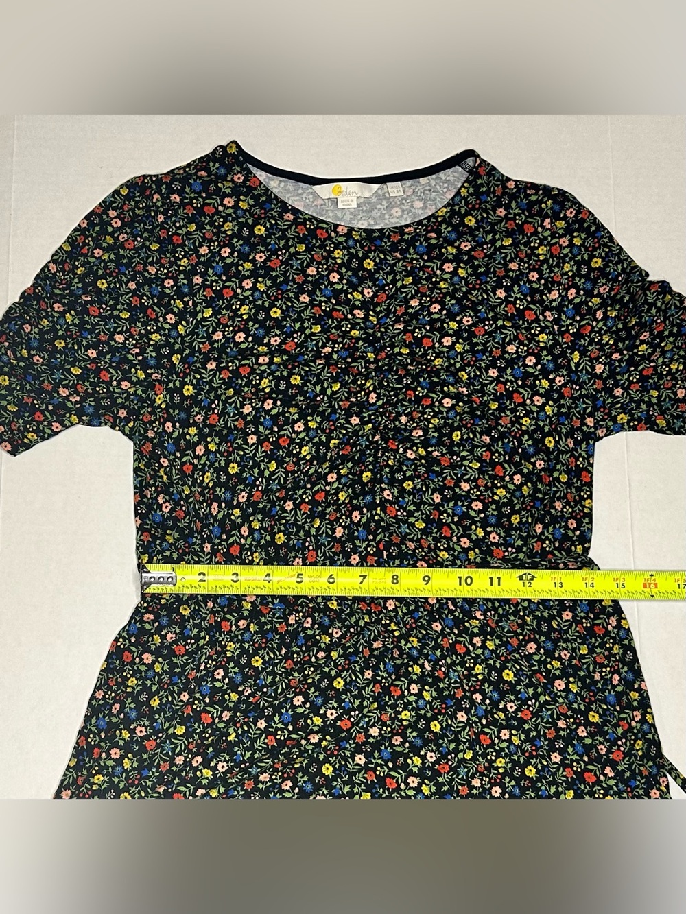 Boden Size 8 Black Mini Dress with Red, Yellow, Blue & Green Floral Print - Picture 10 of 12